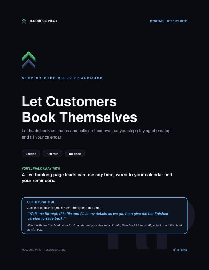 Let Customers Book Themselves, the actual first page