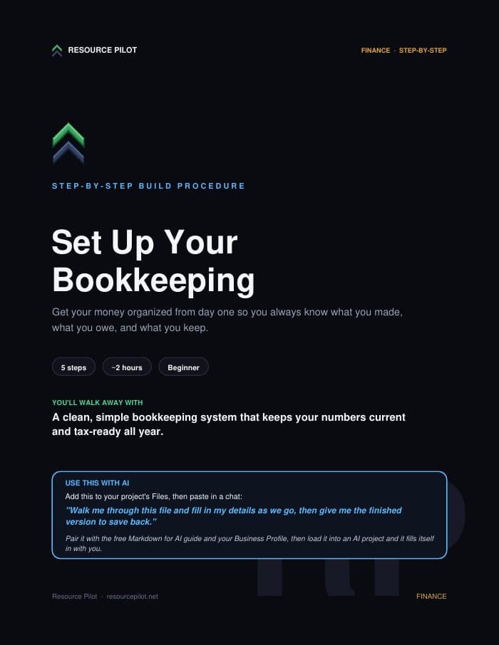 Set Up Your Bookkeeping, the actual first page