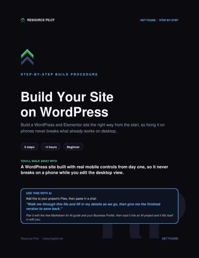 Build Your Site on WordPress, the actual first page