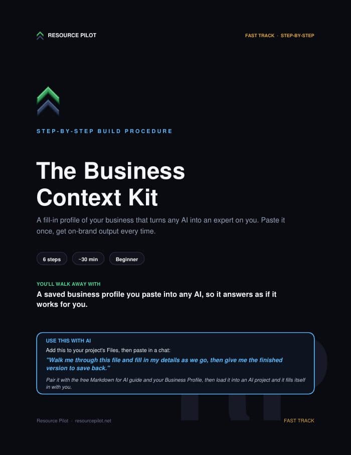 The Business Context Kit (teach AI your business), the actual first page
