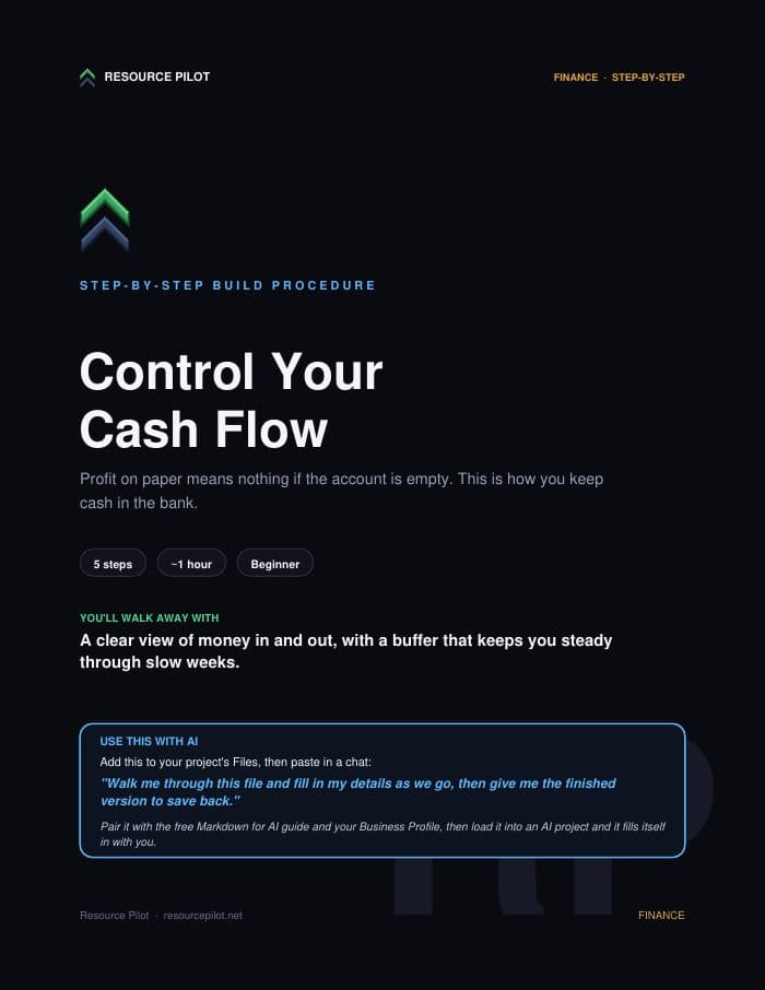 Control Your Cash Flow, the actual first page