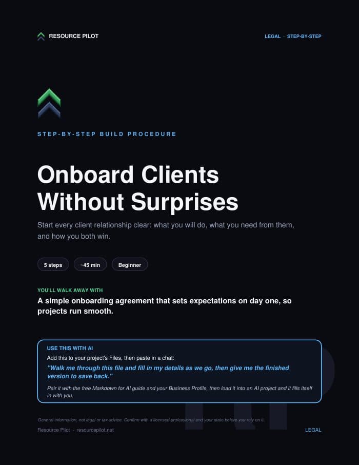 Onboard Clients Without Surprises, the actual first page