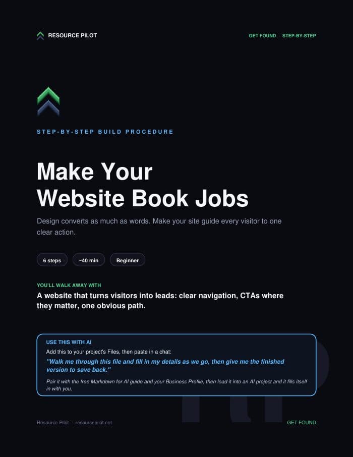 Make Your Website Book Jobs, the actual first page