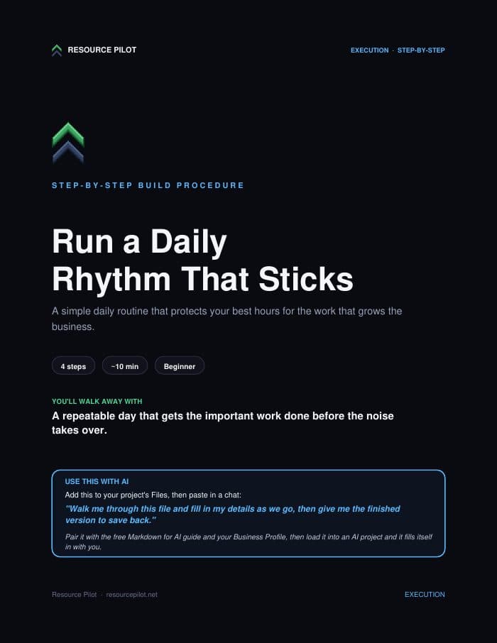 Run a Daily Rhythm That Sticks, the actual first page
