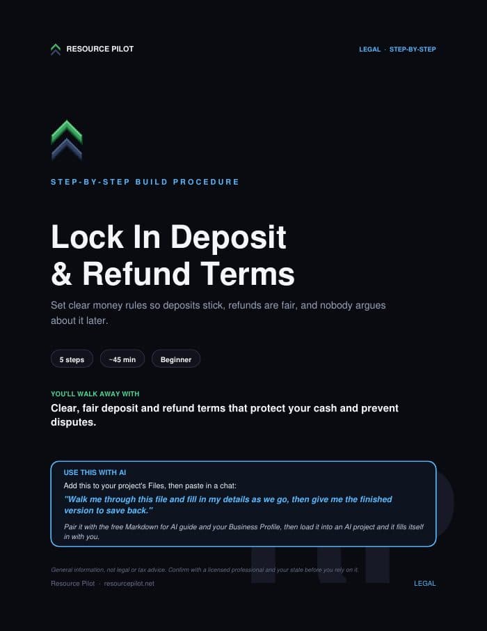 Lock In Deposit & Refund Terms, the actual first page