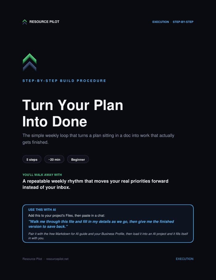 Turn Your Plan Into Done, the actual first page
