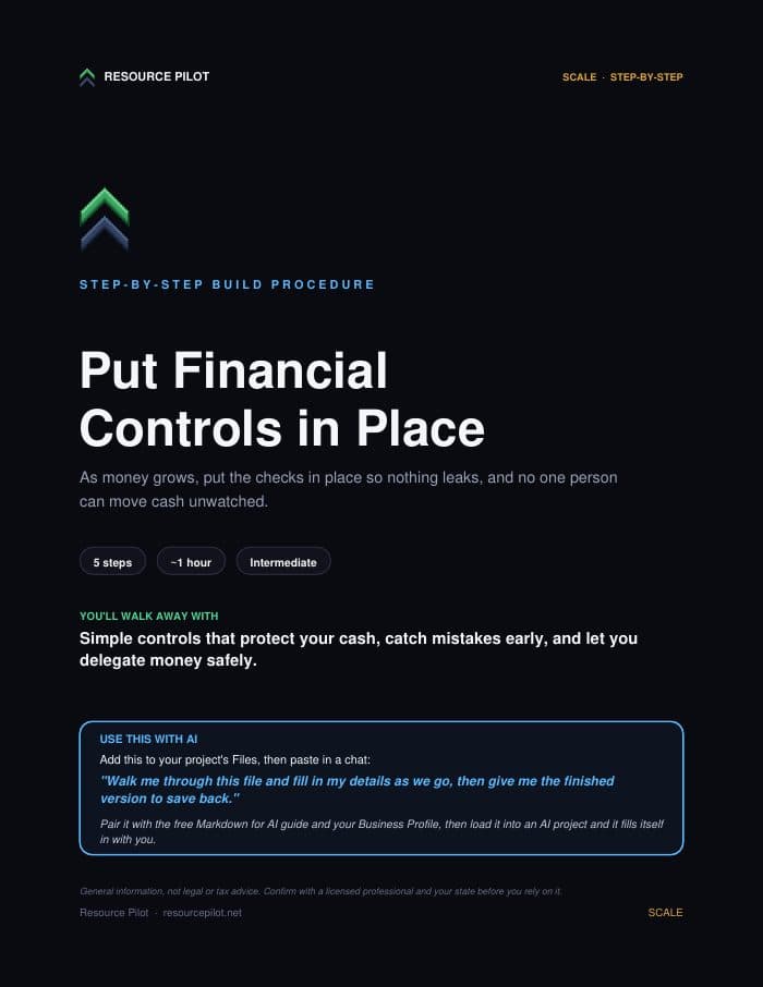 Put Financial Controls in Place, the actual first page