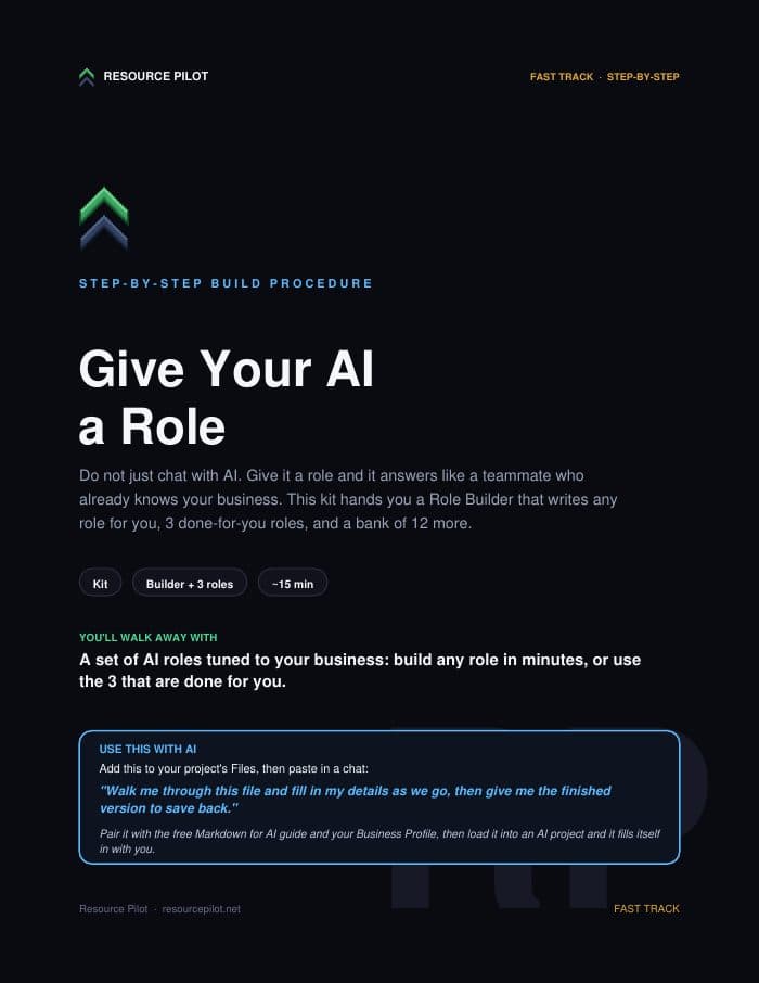 Give Your AI a Role (Kit), the actual first page