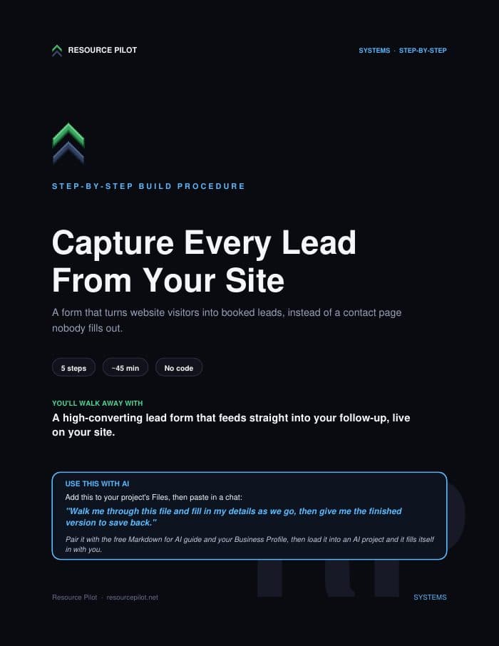 Capture Every Lead From Your Site, the actual first page