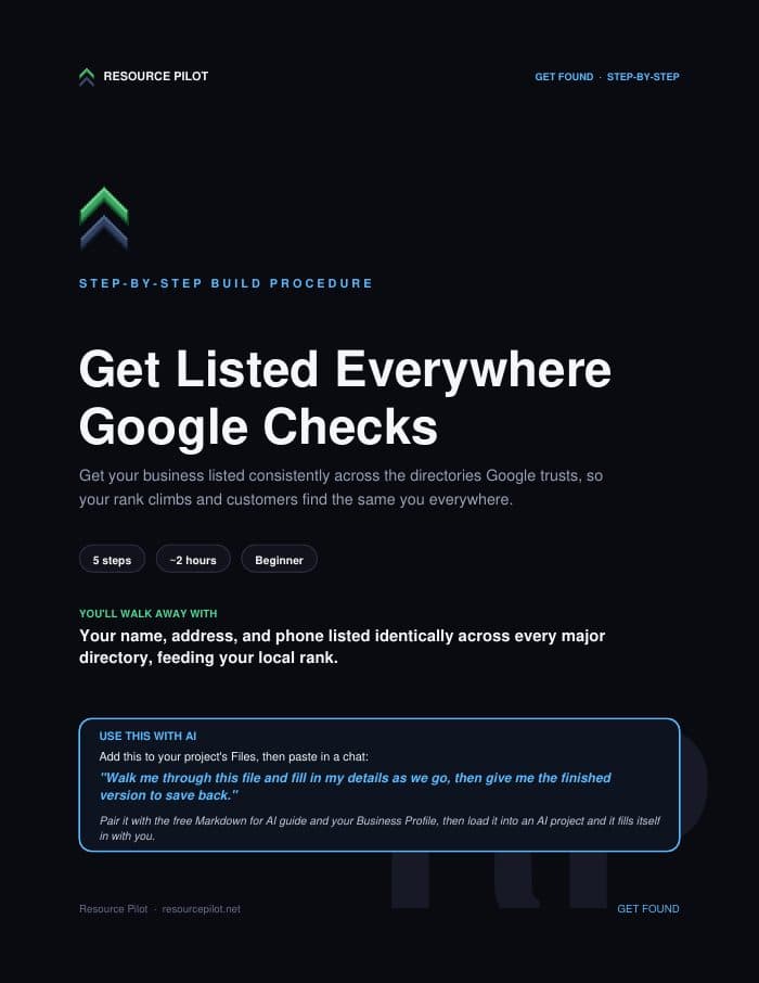 Get Listed Everywhere Google Checks, the actual first page