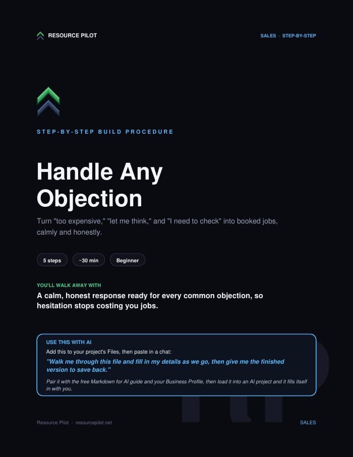 Handle Any Objection, the actual first page