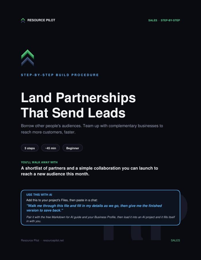 Land Partnerships That Send Leads, the actual first page