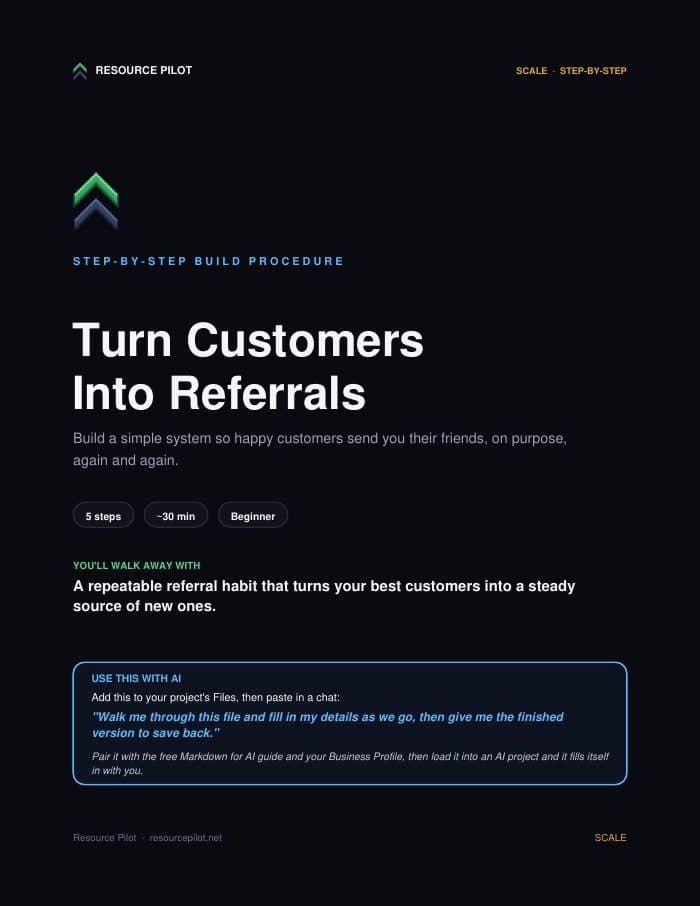 Turn Customers Into Referrals, the actual first page
