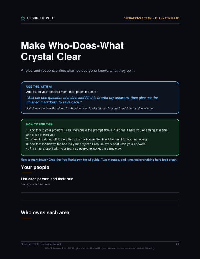 Make Who-Does-What Crystal Clear, the actual first page