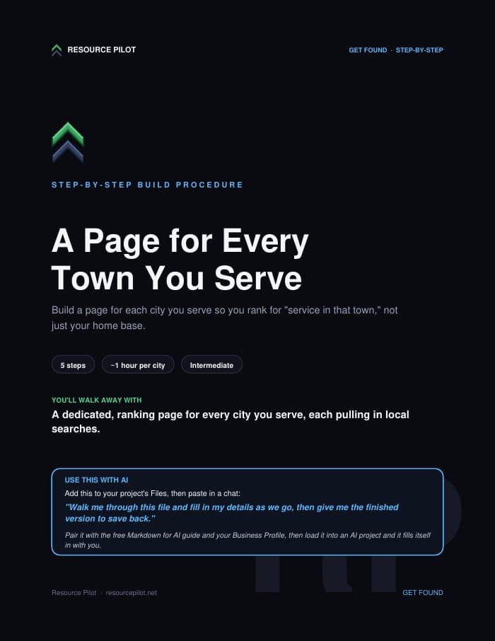 A Page for Every Town You Serve, the actual first page