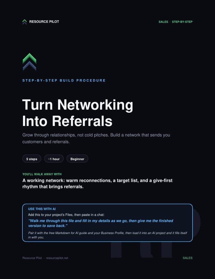 Turn Networking Into Referrals, the actual first page