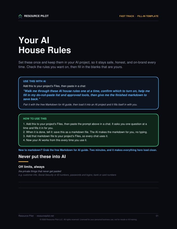 Your AI House Rules, the actual first page